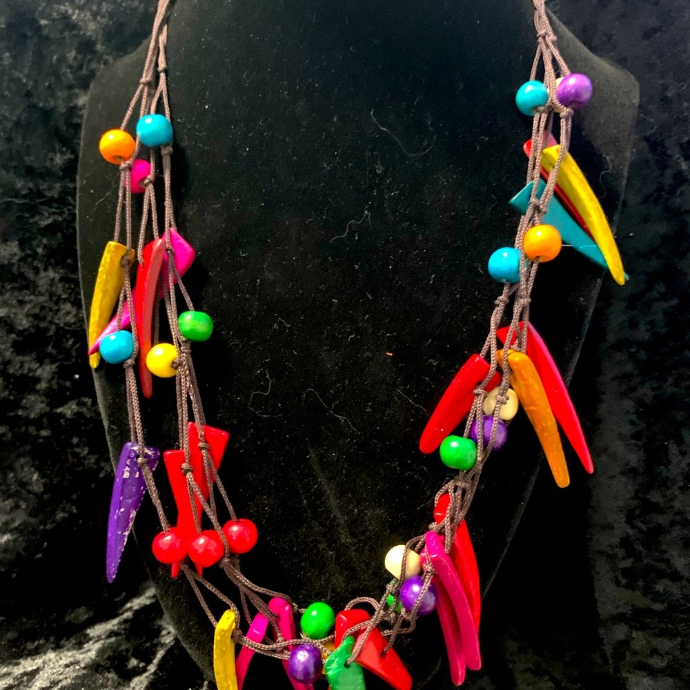 Funky Colorful Wooden Necklace